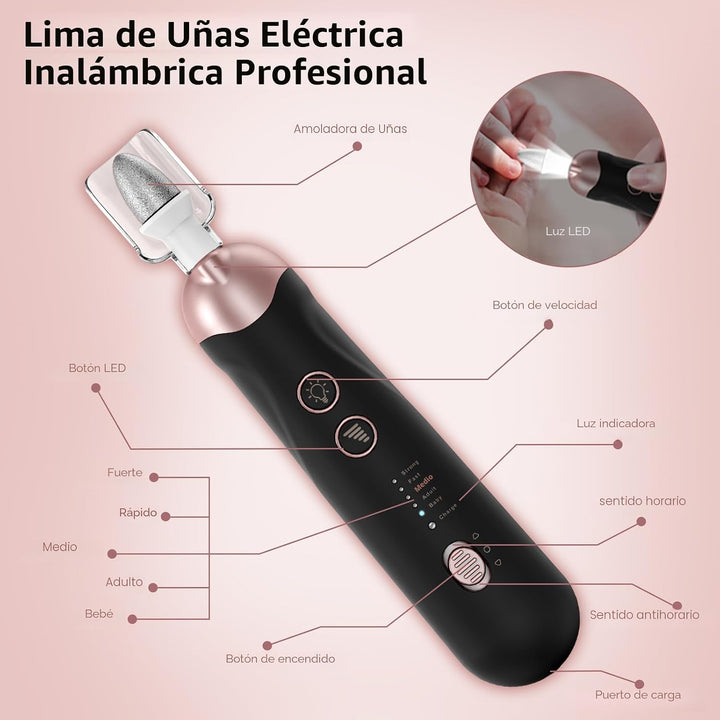 Kit profesional de manicura y pedicura, juego de limas eléctricas i...