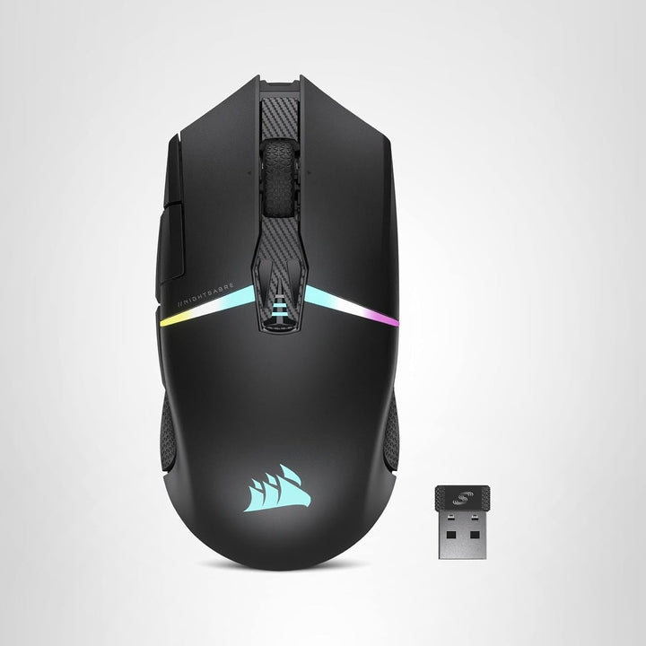 Corsair NIGHTSABRE - Mouse inalámbrico RGB para juegos FPS, MOBA -...