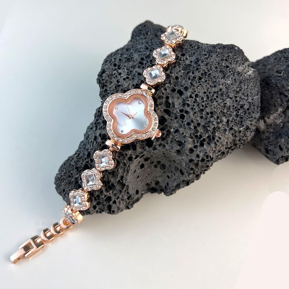ADSBIAOYE Relojes de pulsera de lujo para mujer, reloj de pulsera de diamantes de oro rosa, reloj de cuarzo para mujer, regalo