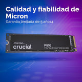 Crucial P510 PCIe Gen5 NVMe 2TB SSD, hasta 10,000MB\/s, TLC NAND, c...