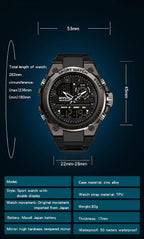 Relojes deportivos para hombre al aire libre, impermeable, militar, fecha, tácticas, LED, alarma, cronómetro