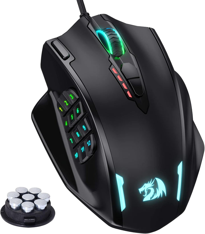 Redragon M908 Impact RGB LED MMO ratón para juegos con 12 botones l...