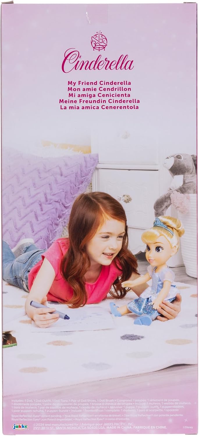 Disney Princess My Friend - Muñeca Cenicienta de 14 pulgadas de alto, incluye atuendo extraíble, tiara, zapatos y cepillo