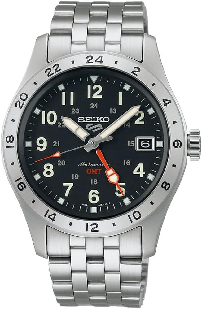 Reloj automático SEIKO para hombre - Colección 5 Sports - Reloj deportivo para hombre, acero inoxidable, aguja GMT - Resistente al agua 100M