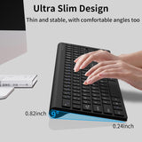 Teclado inalámbrico, 2.4G USB delgado silencioso sin cables para Wi...