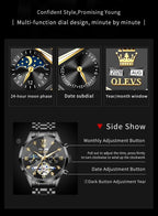 OLEVS Relojes de Hombre Esqueleto Automático Lujo de Negocios Diamante Autoentregado (Self Winding) Reloj de Pulsera de Acero Inoxidable con Calendario