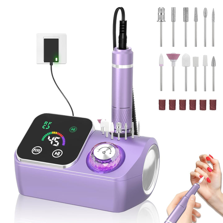 PYVOLA Taladro de uñas eléctrico profesional E-File - Kit de brocas...