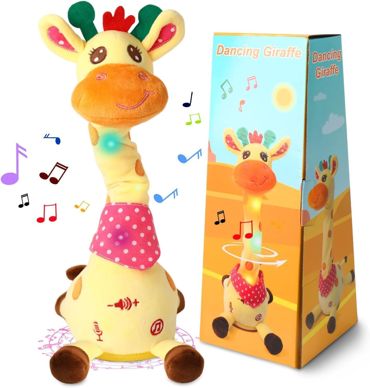 LLUKEME Juguete de Jirafa Bailarina y Habladora, Animal de Peluche