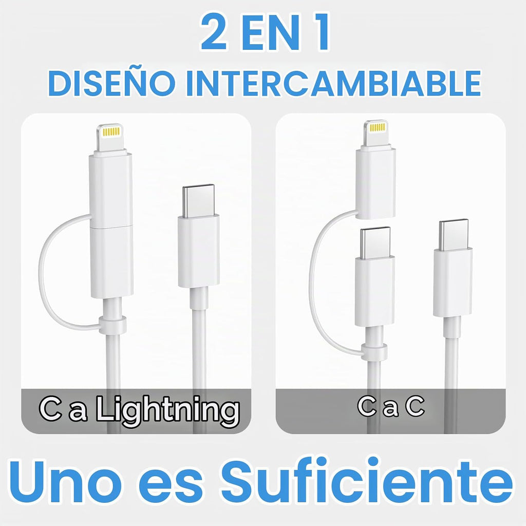 Cargador de carga rápida para iPhone 17, 16, 15, paquete de 3 cargadores USB C, cable Lightning de 6 pies y cable USB C tipo C para iPhone 17/17 Plus/17 Pro Max/Air/16/16 Plus/16 Max/15 Pro Max/14 Max/iPad