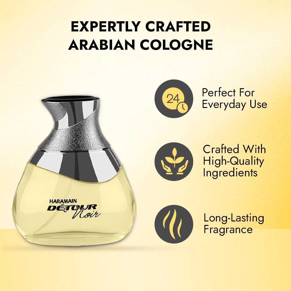 Al Haramain Detour Noir Eau de Perfume Spray para Unisex, 3.33 onzas