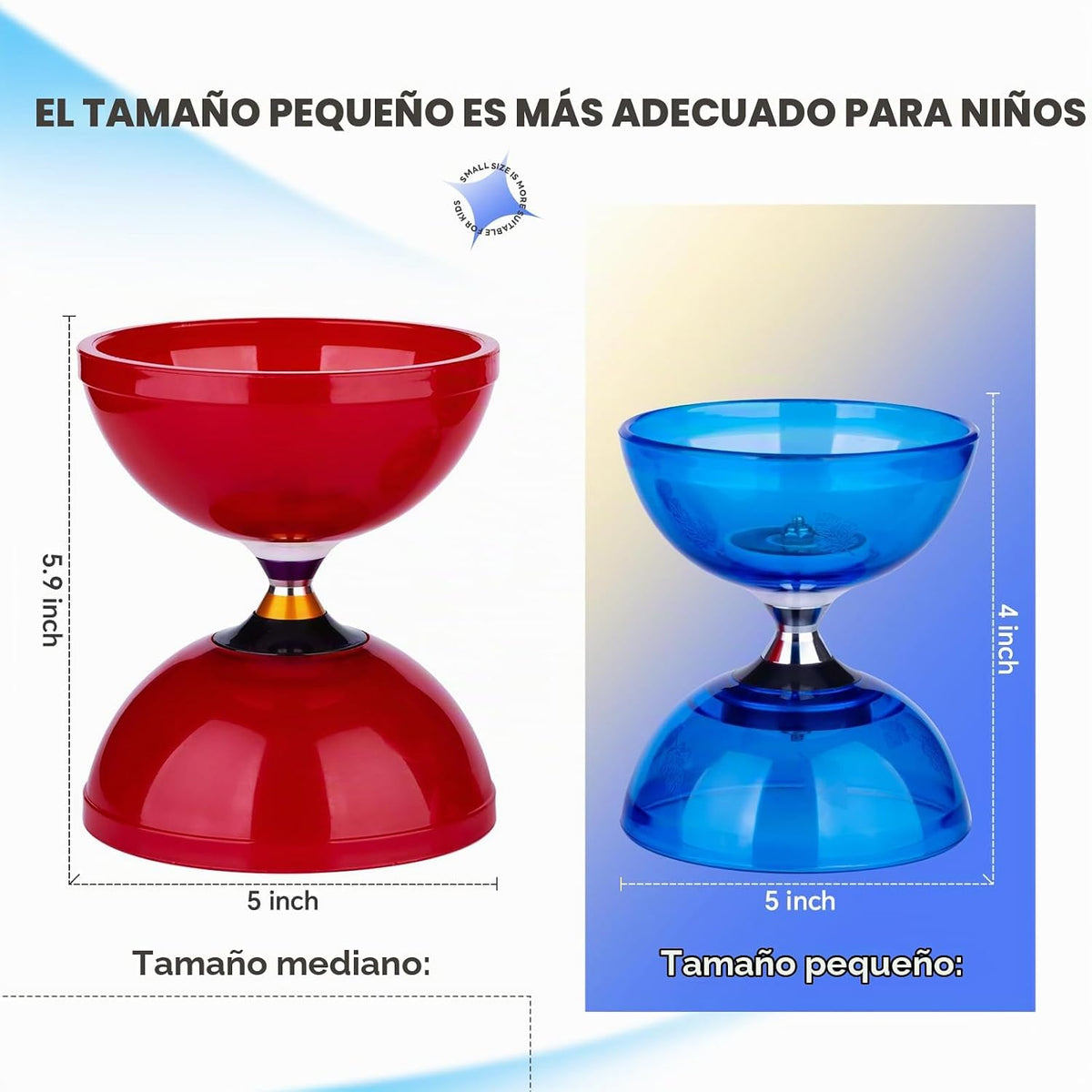 MAGICYOYO - Yoyo Diábolo de 4 pulgadas para niños con rodamiento triple profesional, color azul