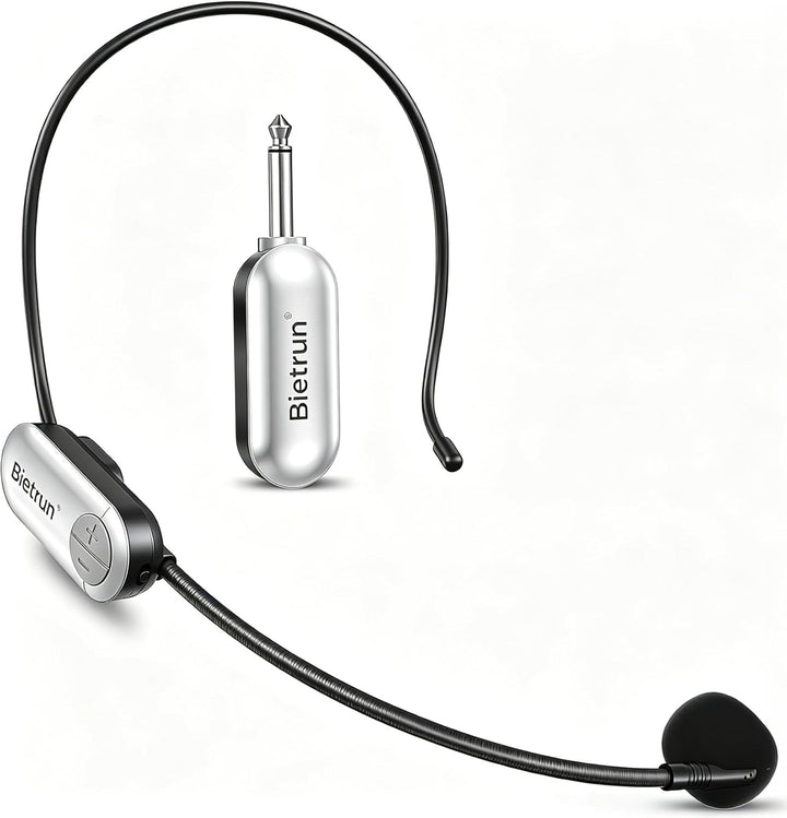 Bietrun Micrófono Inalámbrico UHF con Auriculares, Alcance de 165 p...