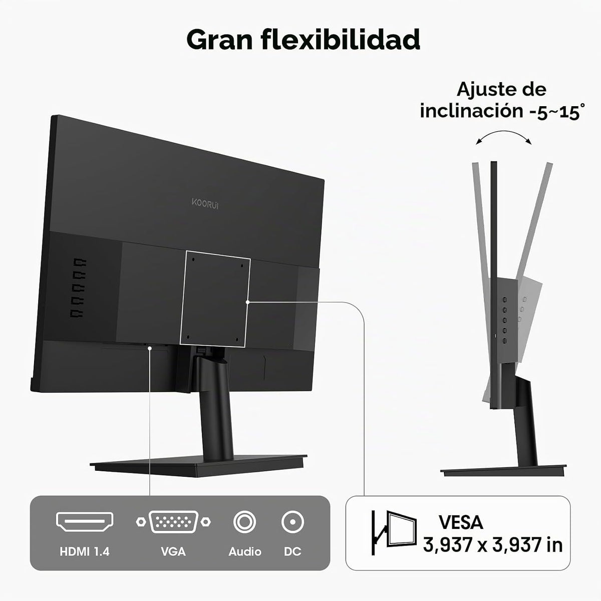 KOORUI Monitor de juegos de 24 pulgadas 144Hz Full HD 1920 x 1080p...