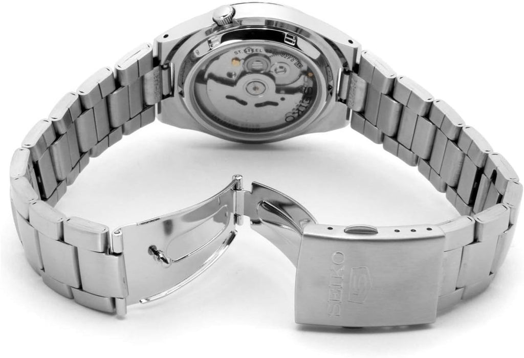 Seiko Reloj casual automático japonés de acero inoxidable de 5' para hombre, color: esfera negra (Modelo: SNK617), Tono-plateado, Reloj automático