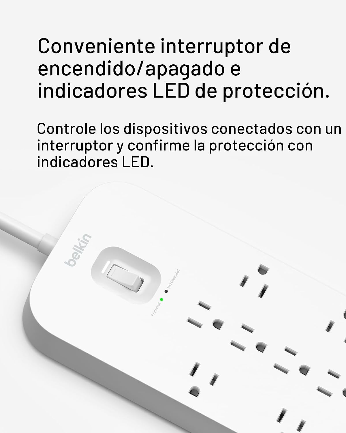 Belkin Regleta de protección contra sobretensiones de 12 salidas con 12 salidas de CA, 2 puertos USB-A y 1 puerto USB-C, cable de 6 pies, certificado UL con protección contra sobrecarga y sobretensión