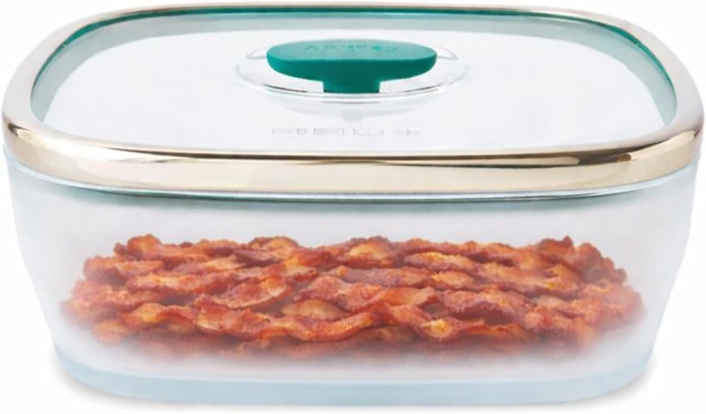 Anyday Almacenamiento de alimentos de vidrio cuadrado de 10 tazas con tapa de vidrio | Preparación de comidas y utensilios de cocina para microondas libres de plástico | Recipiente de almacenamiento