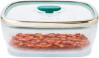 Anyday Almacenamiento de alimentos de vidrio cuadrado de 10 tazas con tapa de vidrio | Preparación de comidas y utensilios de cocina para microondas libres de plástico | Recipiente de almacenamiento