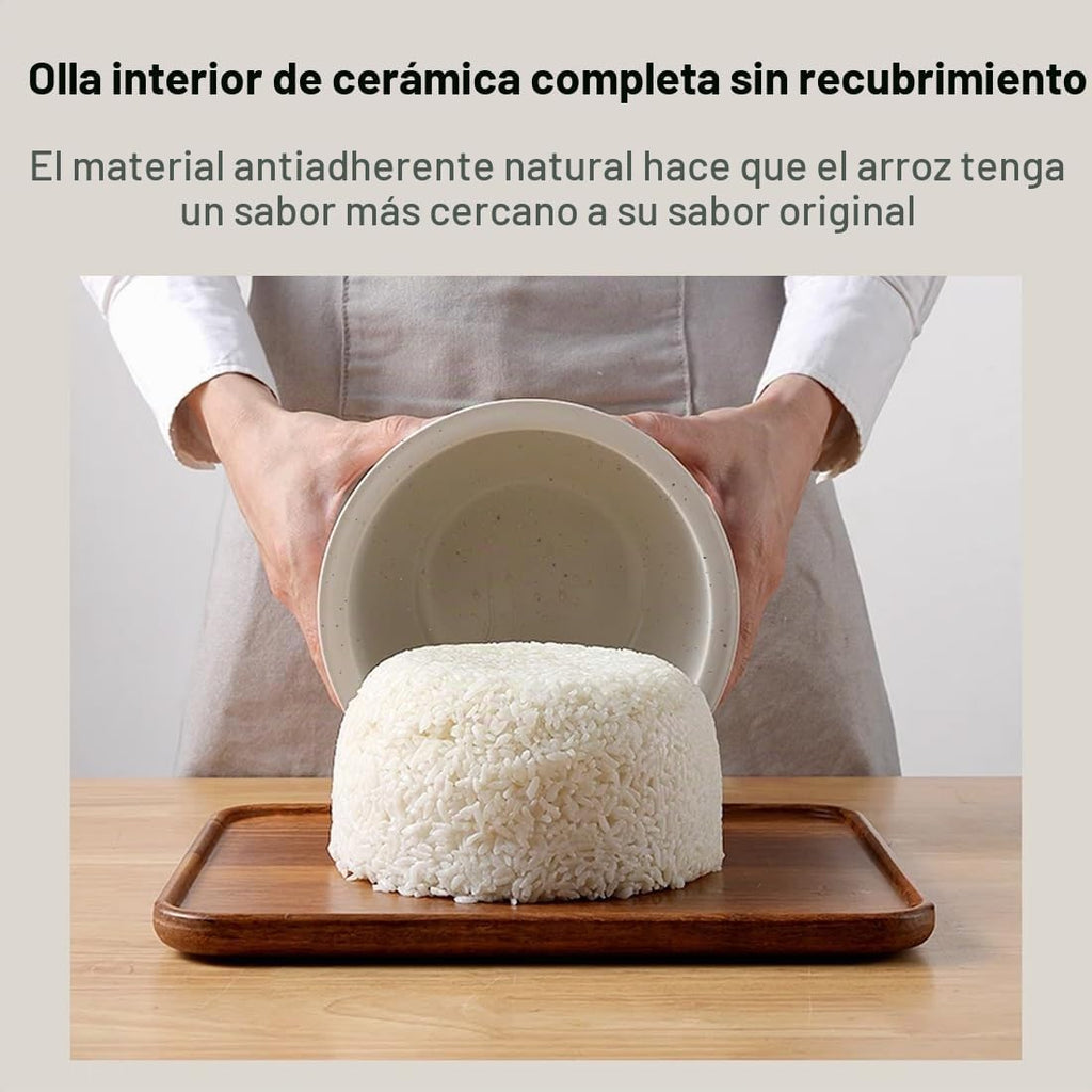Joydeem Arrocera de cerámica FD20S-W, 4 tazas de ollas de arroz sin cocer con olla interior de cerámica pura, inicio de oferta las 24 horas, 2 L, color blanco