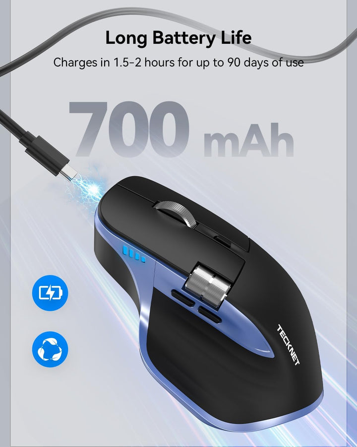 TECKNET Ratón inalámbrico, ratón Bluetooth (BT5.3\/5.0 y 2.4G) Rató...