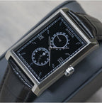 Invicta Reloj de cuarzo de cuero vintage de 1.181 in para hombre, negro (Modelo: 46857)