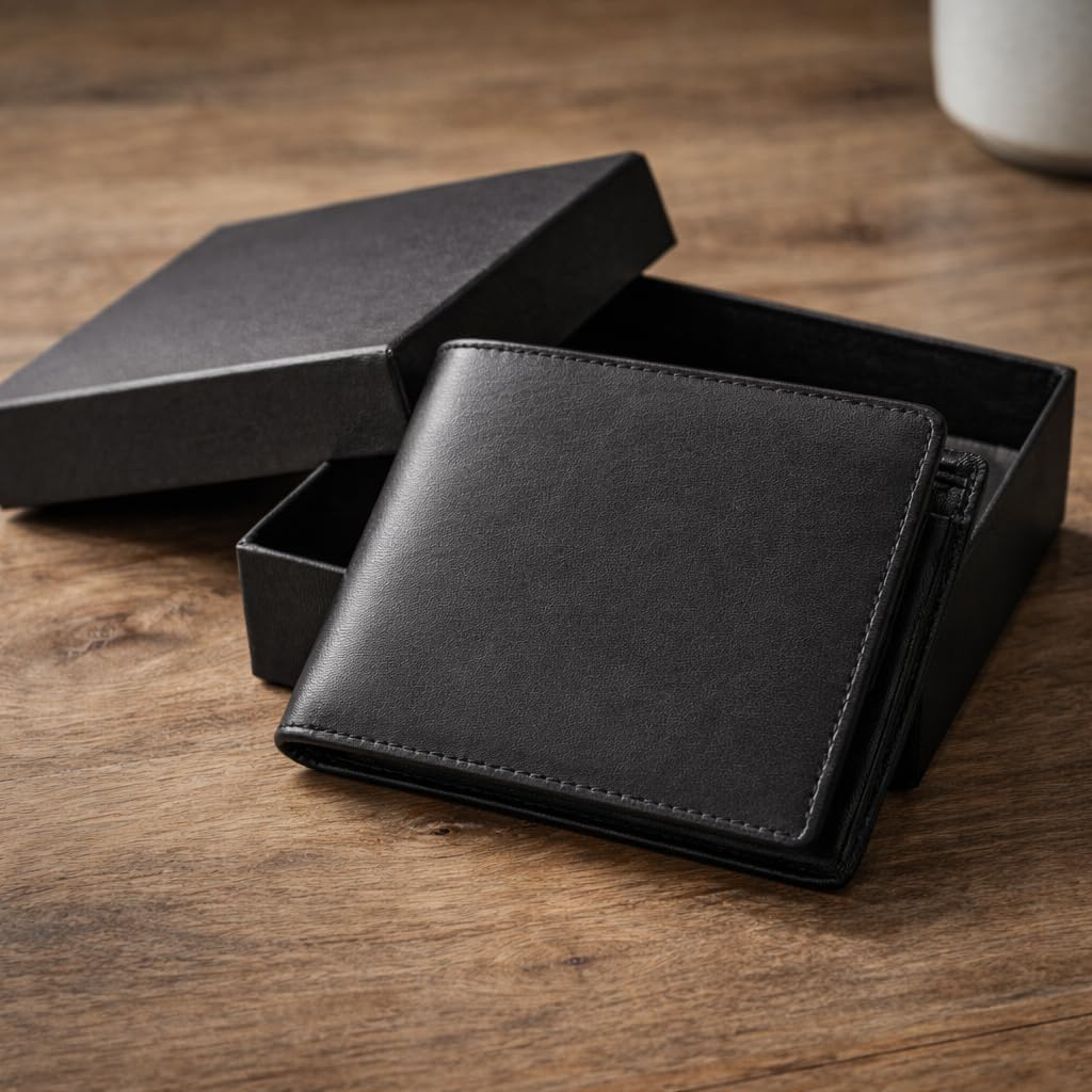 Cartera plegable delgada con bloqueo RFID para hombres, 100% piel d...