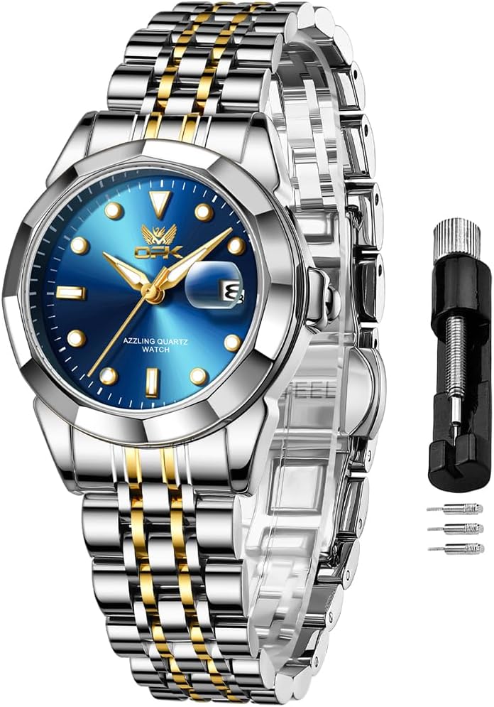 OPK Reloj de pulsera para mujer de acero inoxidable para mujer