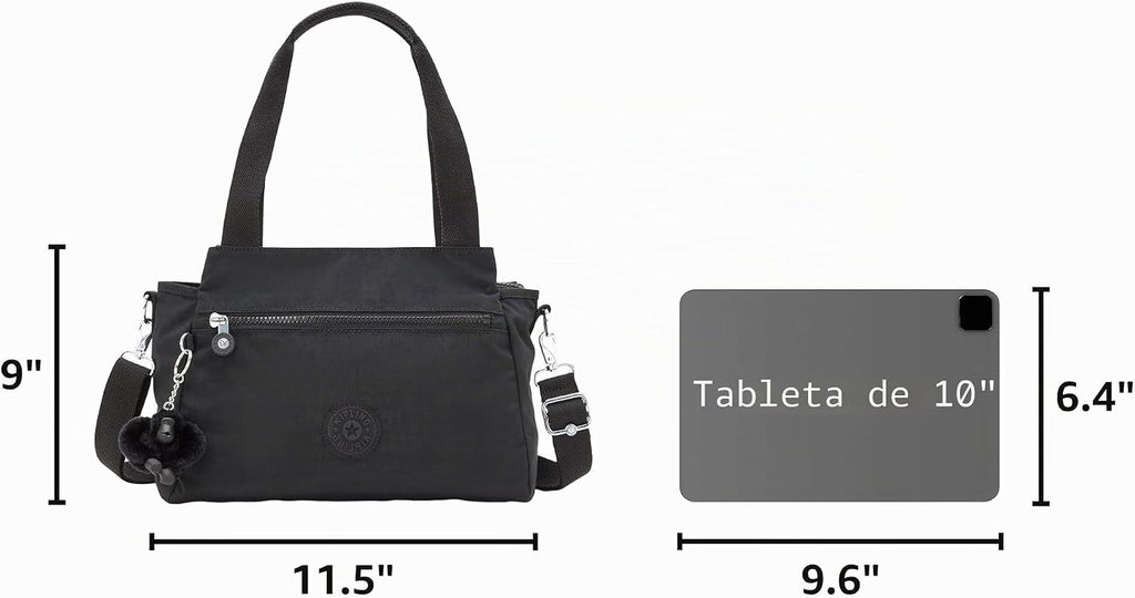 Kipling Elysia Bolso bandolera convertible sólido, Negro (Black Noir)
