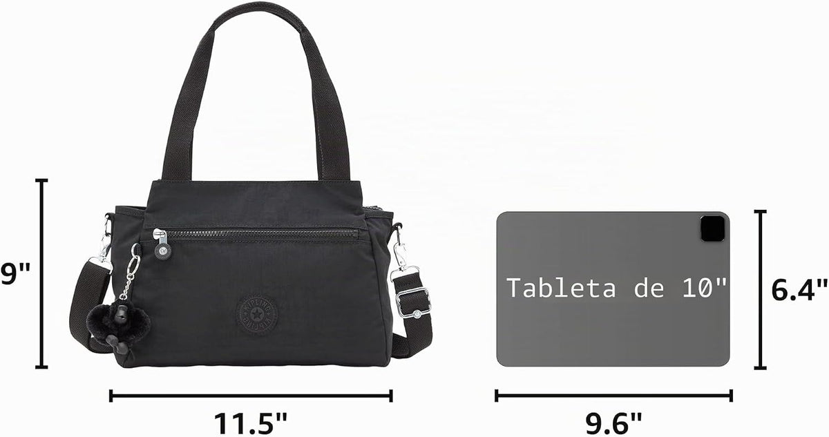 Kipling Elysia Bolso bandolera convertible sólido, Negro (Black Noir)