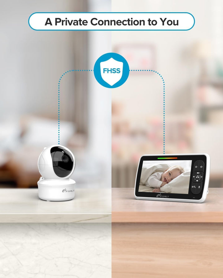 iFamily Monitor de bebé \u2013 Pantalla grande de 5 pulgadas con ba...