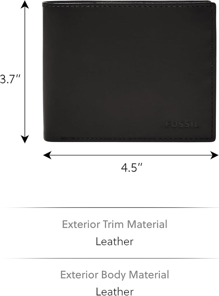 Fossil Men's Derrick Leather RFID-Blocking Bifold with Coin Poc...