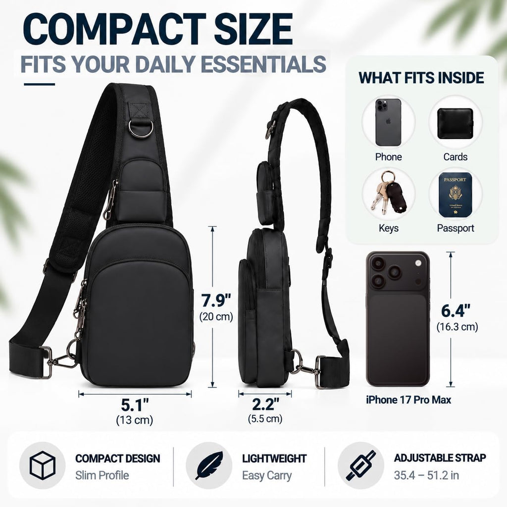 Bolso bandolera antirrobo, bandolera compacta con bloqueo RFID