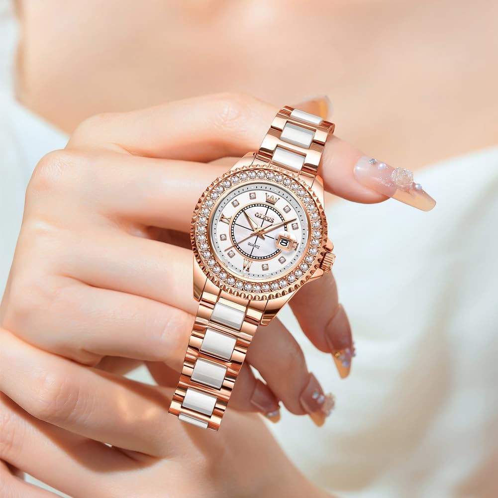 OLEVS Relojes para Mujeres Lujo Diamante con Fecha Analógico Cuartz para Mujer