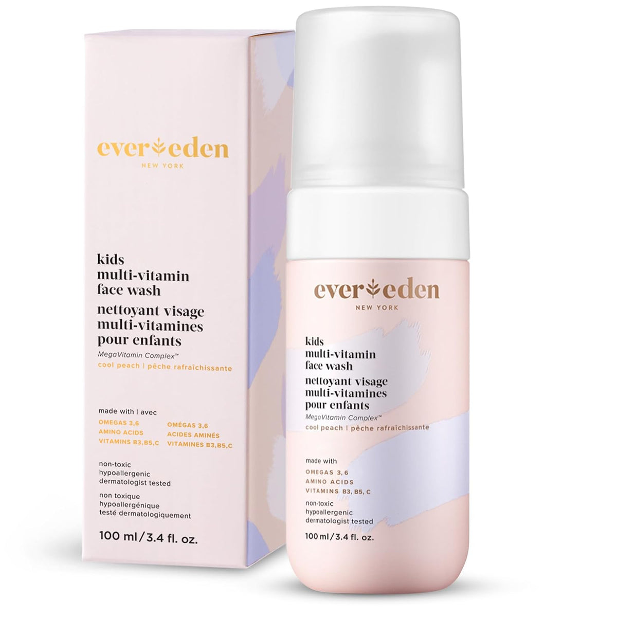 Evereden Lavado facial para niños: melocotón fresco, 3.4 fl oz. | C...