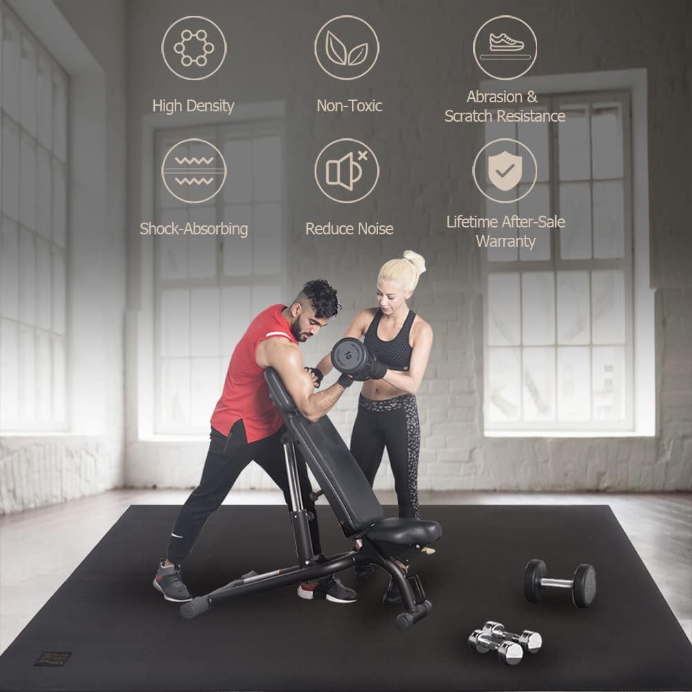 GXMMAT Extra Wide Large Exercise Mat 12'x7'/10'x7/8'x7(7mm)