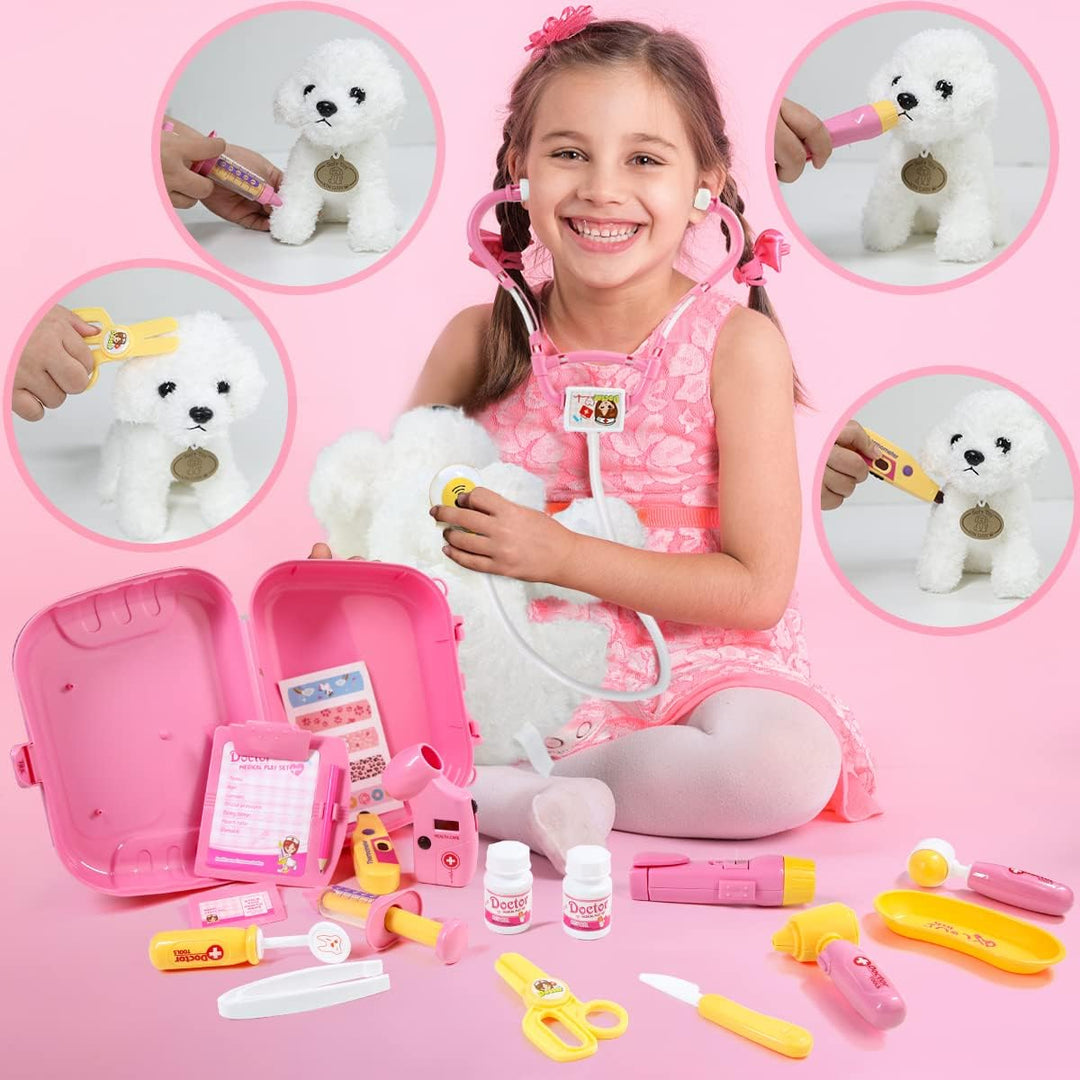 Meland Kit de médico de juguete para niñas, juego de doctor con fun...