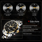 OLEVS Relojes de Oro para Hombres Reloj de Pulsera de Lujo a Prueba de Agua Gran Cara Elegante Acero Inoxidable Analógico Cuarzo Fecha Cronógrafo Luminoso Lectura Fácil Relojes de Negocios Regalos para Hombres Graduación