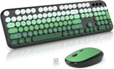 MOFII Combo de teclado y mouse inalámbricos, teclado retro de 2.4 G...