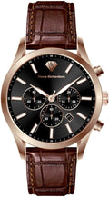 PIERRE RICHARDSON Reloj de lujo para hombre PR2320 - Cuarzo de acero inoxidable plateado, 1.732 in, resistente al agua 5ATM, cristal de zafiro resistente a los arañazos