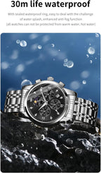 OLEVS Reloj para Hombre Diamante Negocios Vestimenta Analógico Acero Inoxidable a Prueba de Agua Lúmina Fecha Dos Tonos Lujo Casual de Muñeca