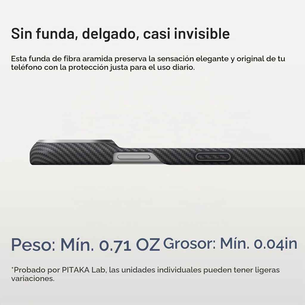 pitaka Funda para iPhone 18 Pro de 6.3" con sensación sin funda, negro y