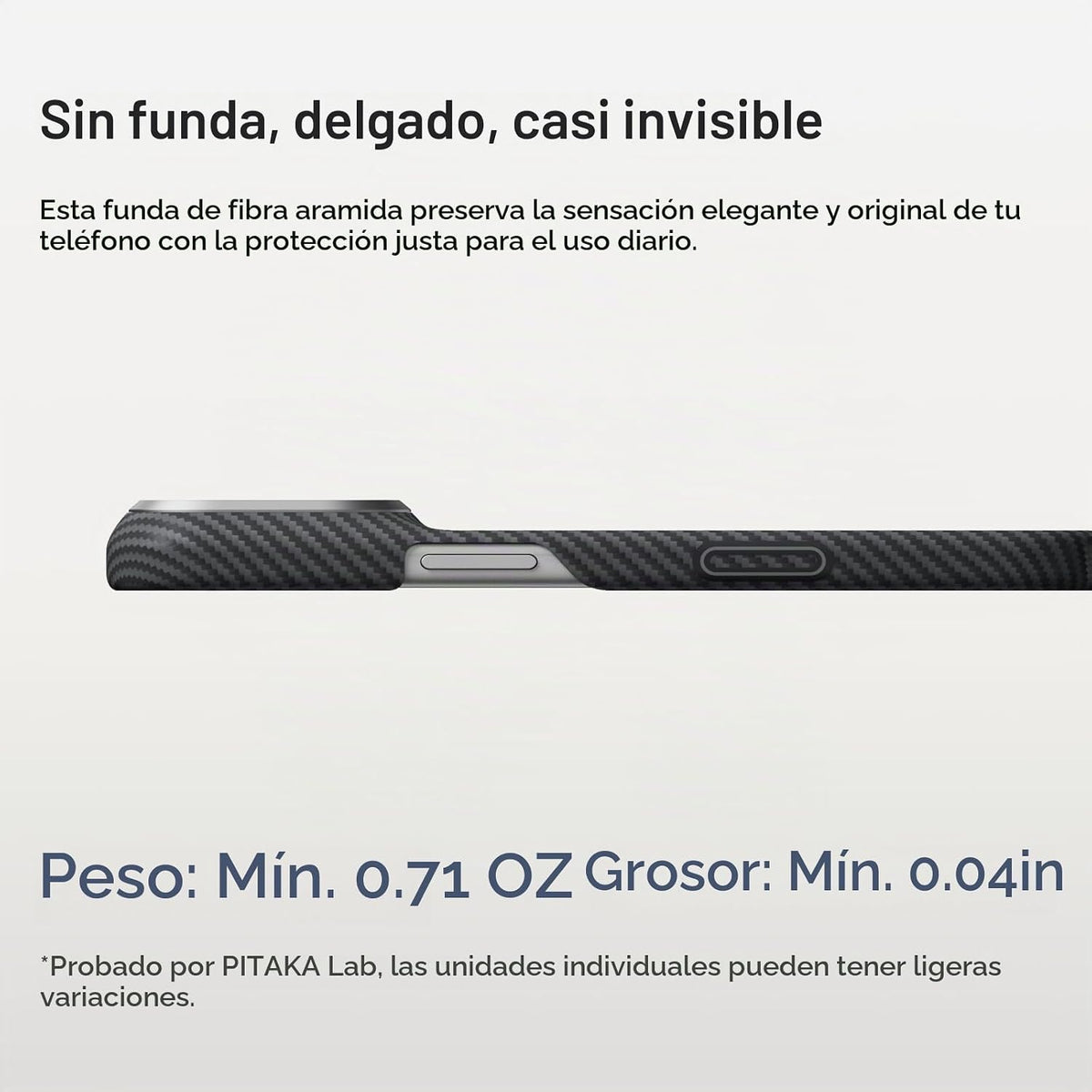 pitaka Funda para iPhone 18 Pro de 6.3" con sensación sin funda, negro y