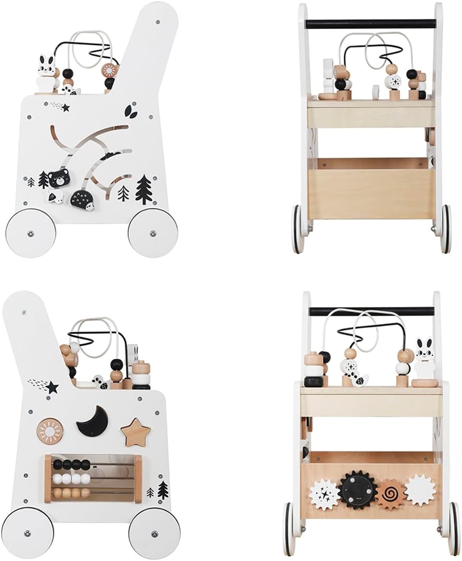 Andador de madera para bebés cubos de actividad Montessori