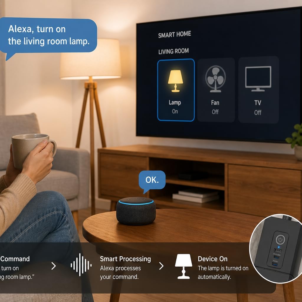 Lámpara Regleta inteligente Zigbee con USB, funciona con Google y Alexa