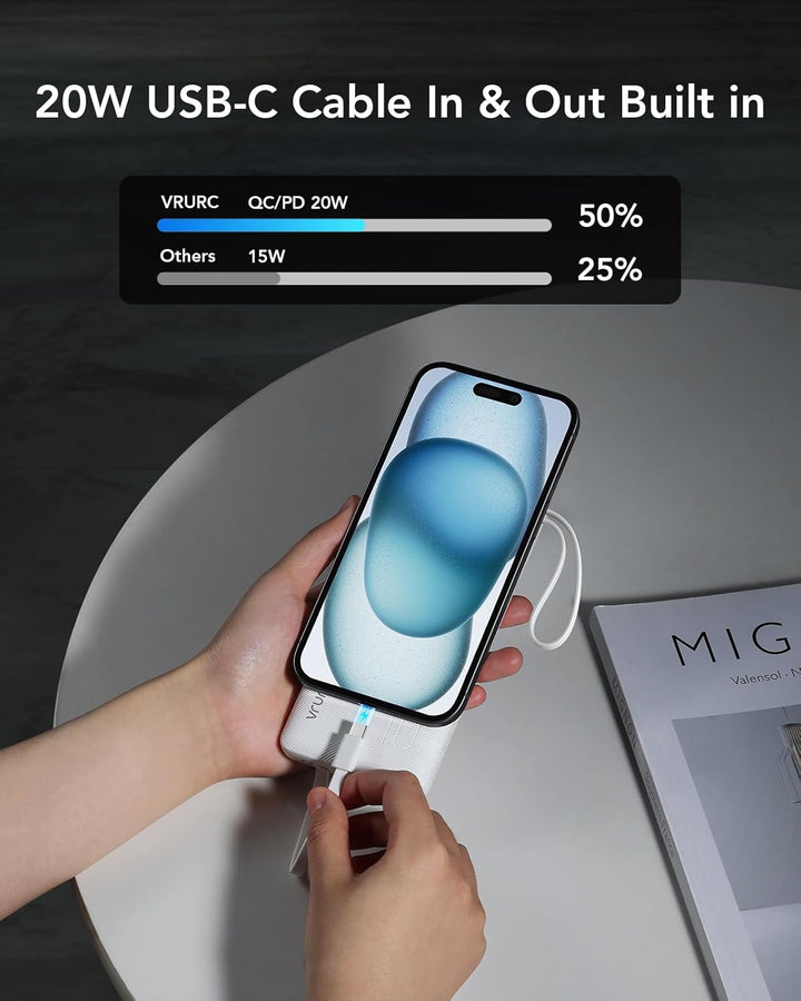 VRURC Banco de energía para iPhone, cargador portátil USB C de 1000...