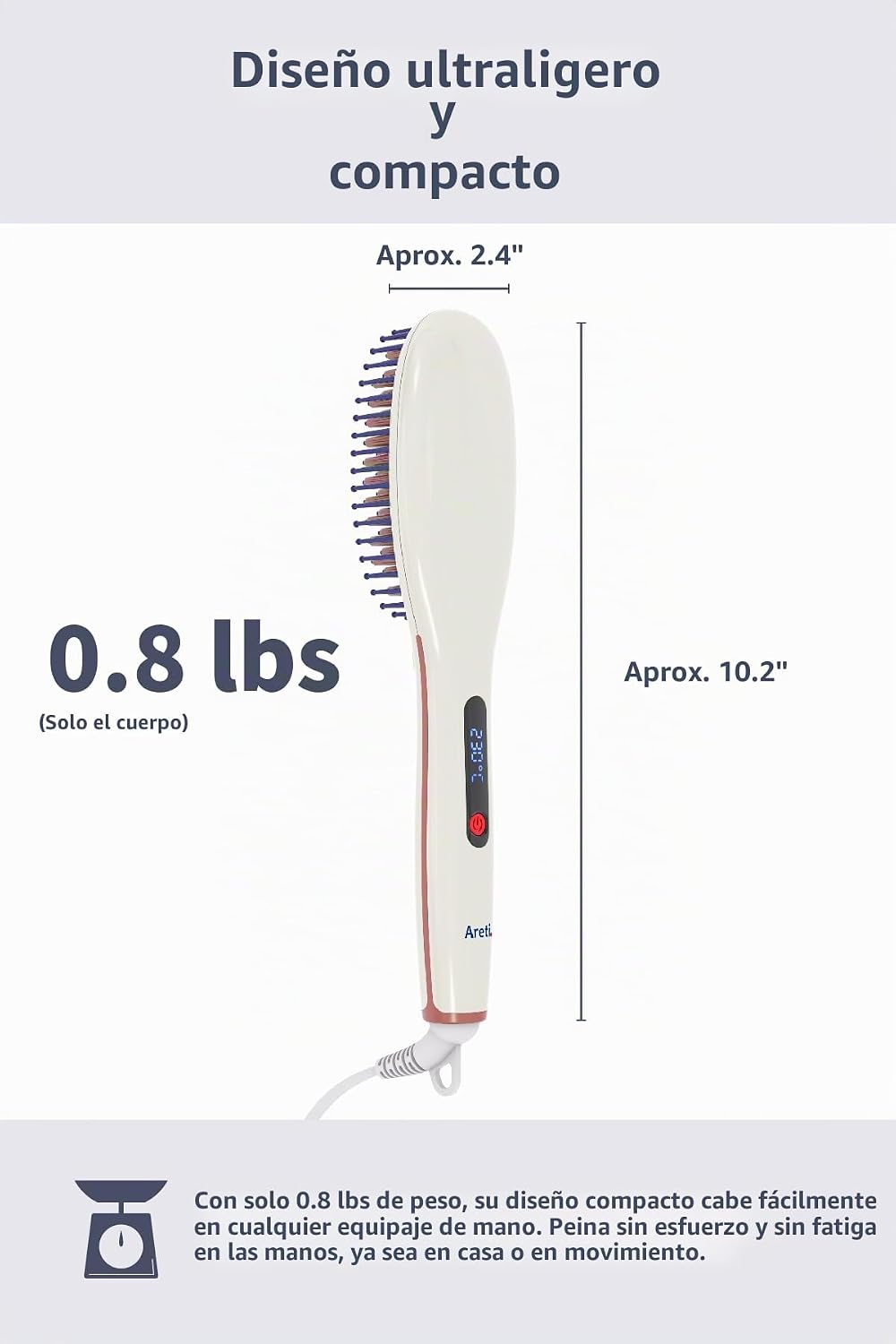 Areti Cepillo iónico japonés para alisar el cabello, calentamiento...