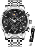 OLEVS Reloj para Hombre Diamante Negocios Vestimenta Analógico Acero Inoxidable a Prueba de Agua Lúmina Fecha Dos Tonos Lujo Casual de Muñeca