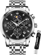 OLEVS Reloj para Hombre Diamante Negocios Vestimenta Analógico Acero Inoxidable a Prueba de Agua Lúmina Fecha Dos Tonos Lujo Casual de Muñeca
