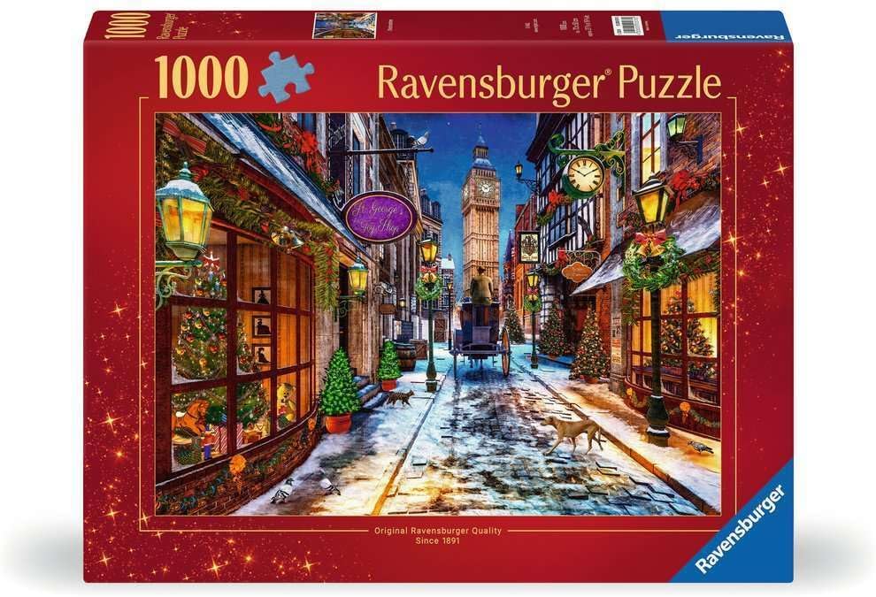 Ravensburger - Christmastime - Rompecabezas de 1000 Piezas - Deslumbrante escena de la ciudad de Londres de principios de siglo en asombroso detalle - Calidad premium - Edades 12+