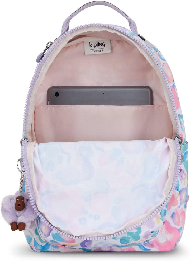 Kipling Seúl - Mochila pequeña para tableta, diseño de flores acuát...