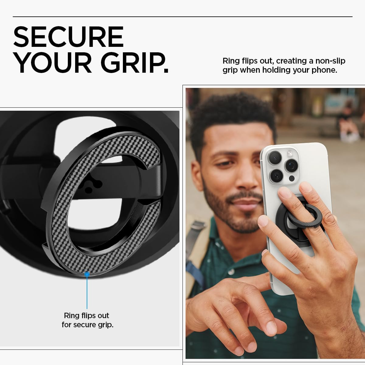 Spigen para agarre de teléfono MagSafe, soporte para teléfono con imán dual